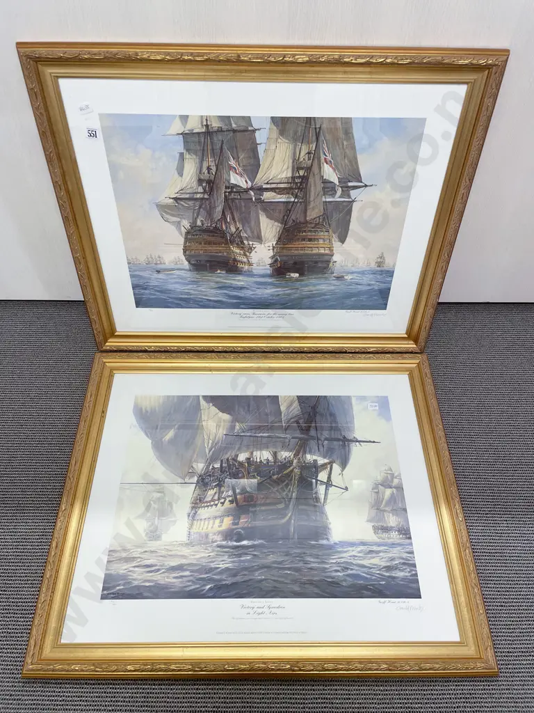 Pair of Geoff Hunt Reproduction Prints - "Nelson Ships" Image 1++