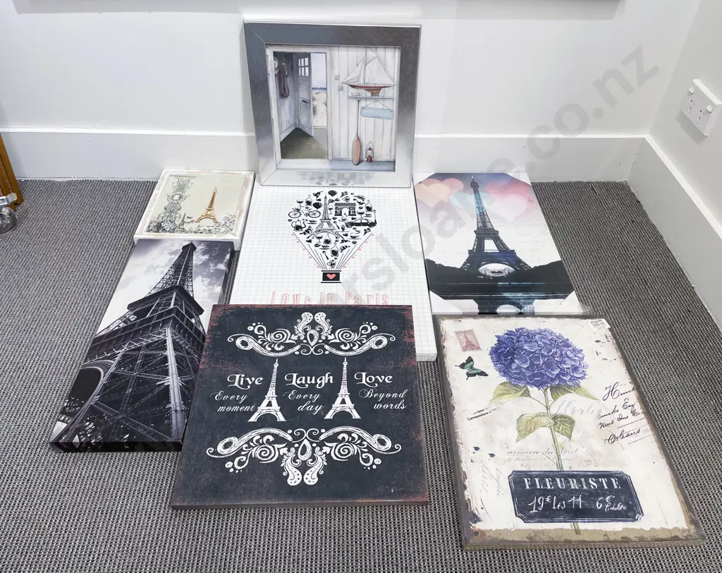 Large Canvas Print of the Eiffel Tower and Seven Assorted Works Image 1++