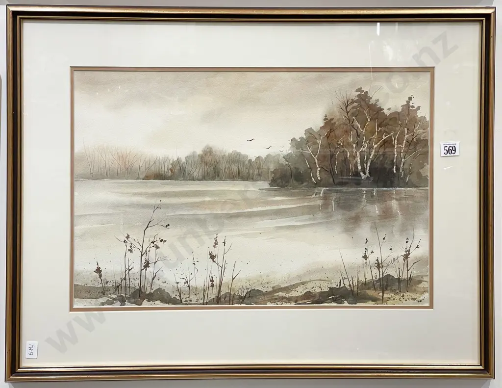 Indistinctly Signed - Lake Scene - W/C Image 1++