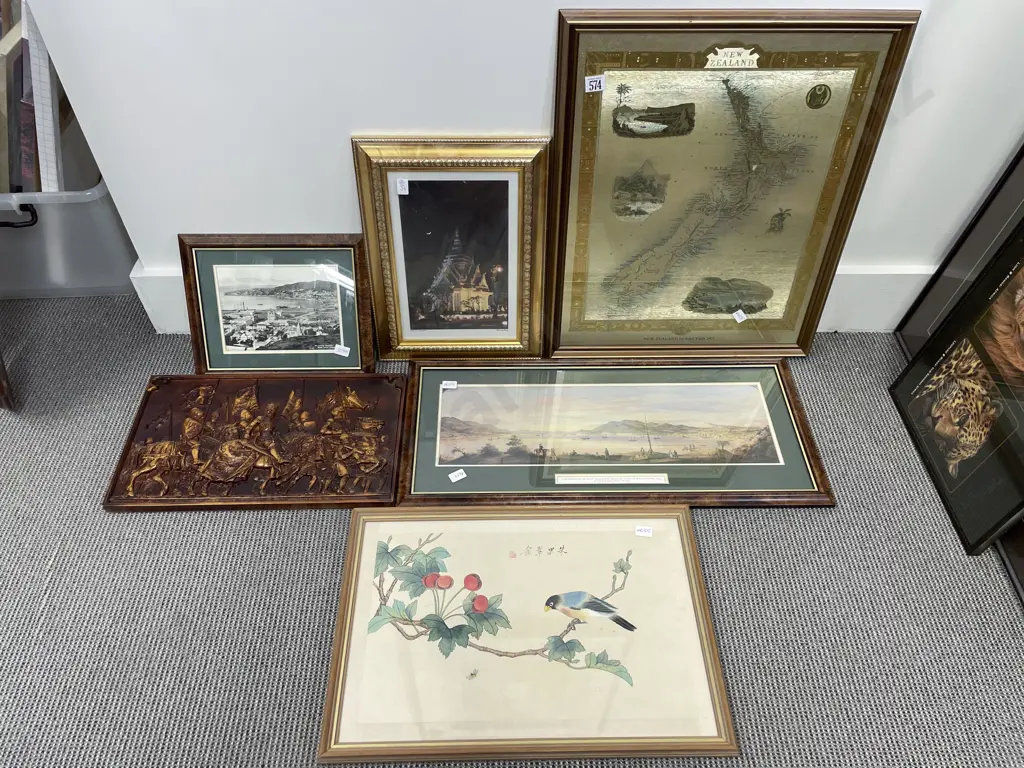 John Tallis Map of NZ and Five Assorted Prints Image 1++
