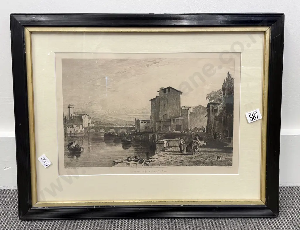 Entrance to Pisa from Seghorn - Bookplate Etching Image 1++