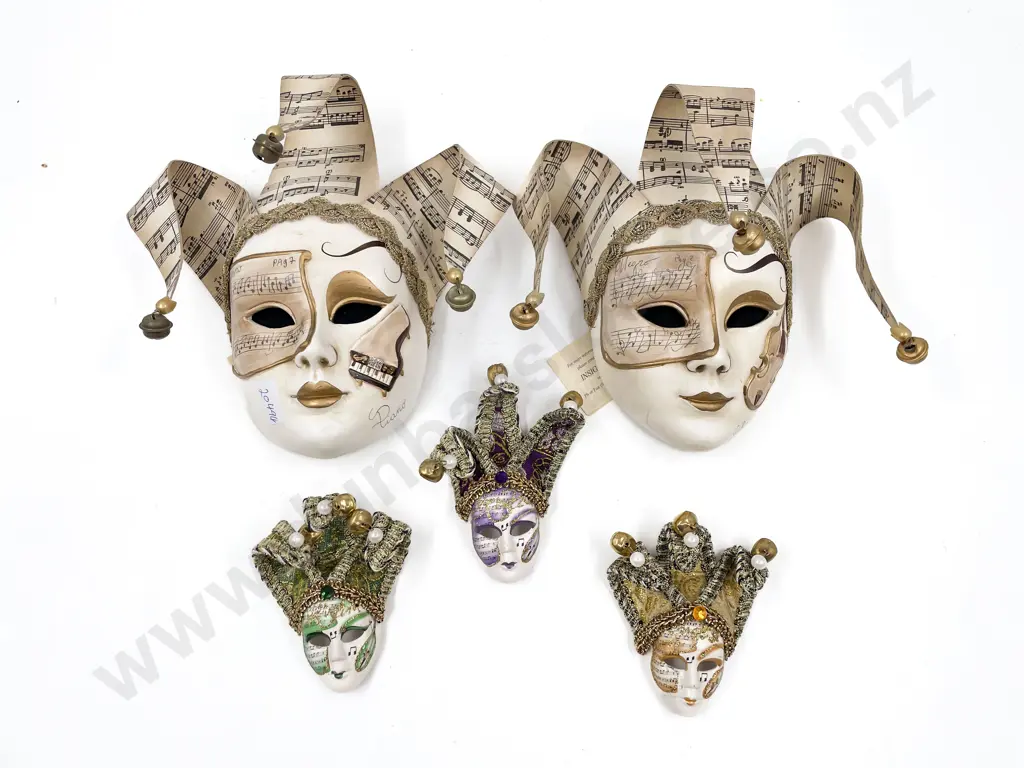 Five Assorted Decorative Italian Masks Image 1++