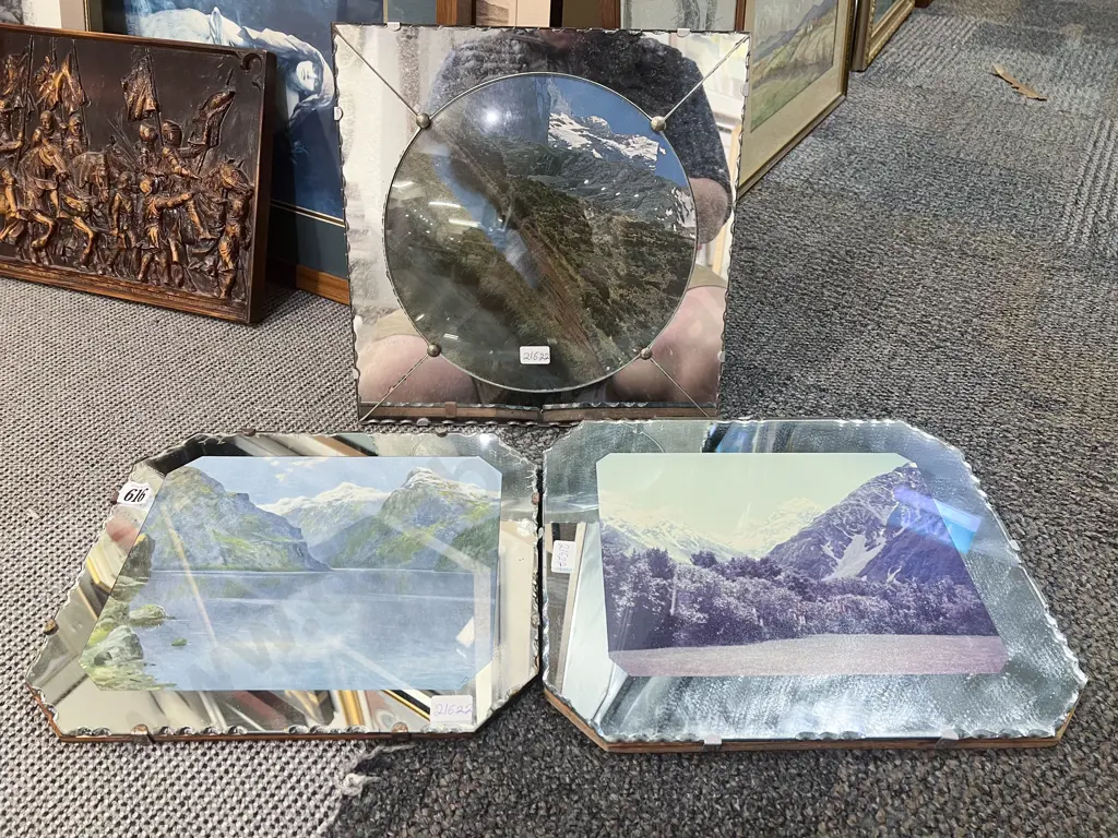 Three Assorted Vintage Mirrored Prints Image 1++