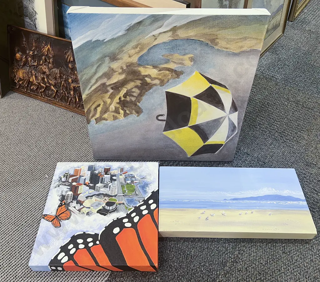 Susan Wildblood - Beauty in the Breeze - Oil on Canvas together with Two Other Canvas Works Image 1++