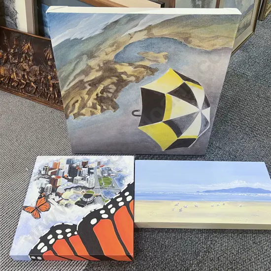 Susan Wildblood - Beauty in the Breeze - Oil on Canvas together with Two Other Canvas Works
