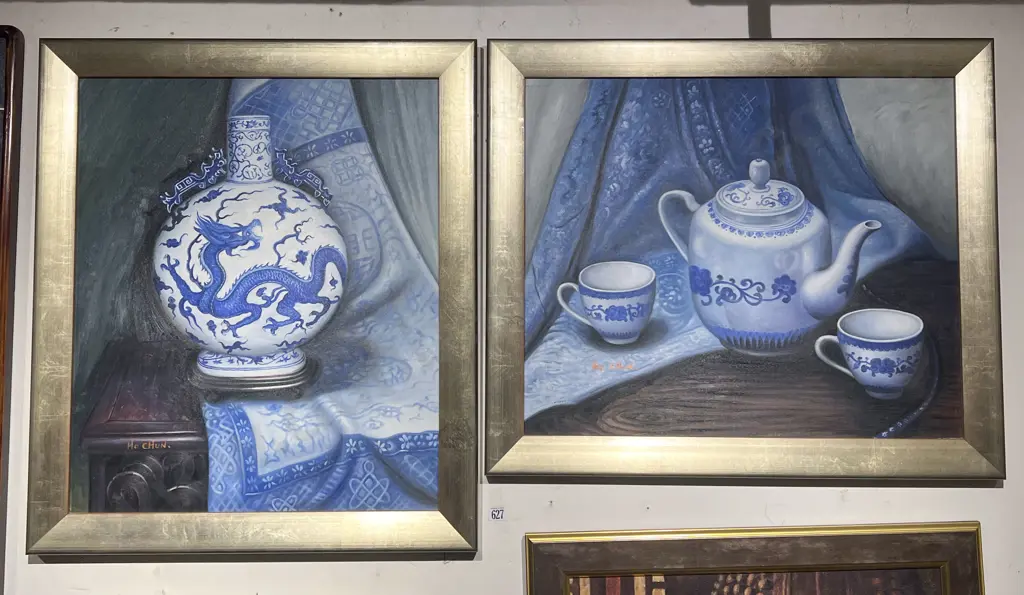 Ho Chun - Pair of Still Lifes - Acrylic on Board Image 1++