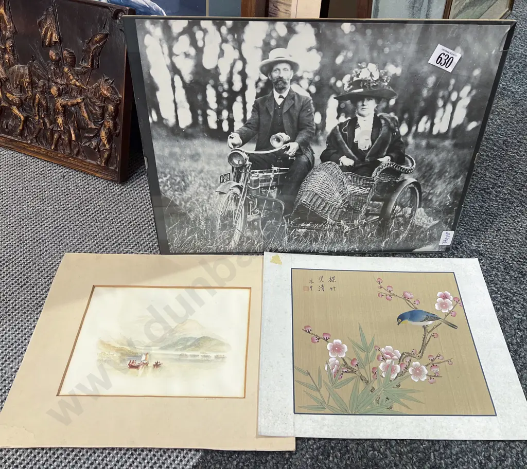 Unknown Artist - Watercolour together with Two Prints Image 1++