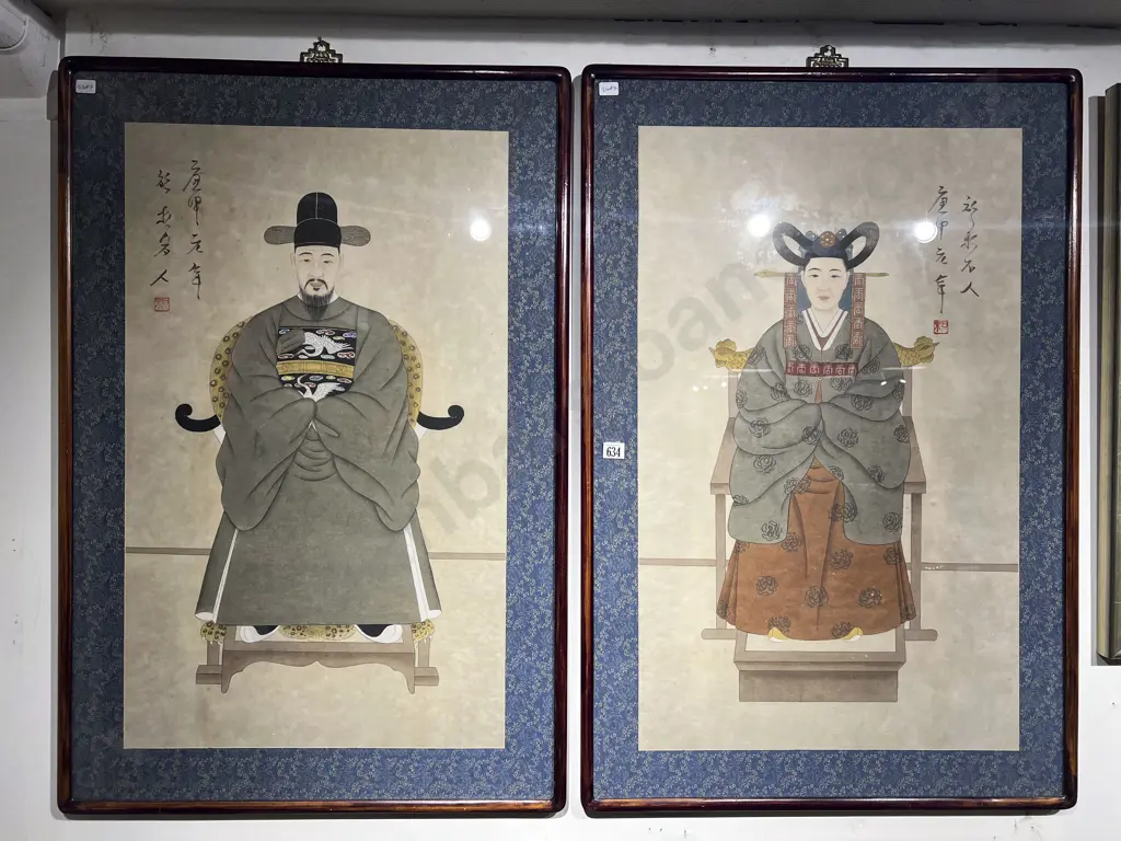 Pair of Chinese Ancestral Portraits Image 1++