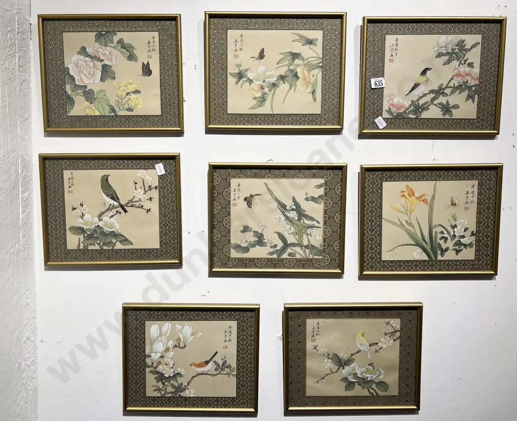 Eight Assorted Chinese Prints on Silk Image 1++