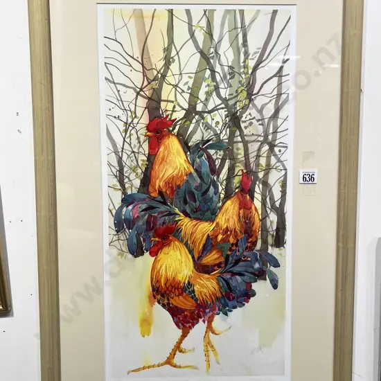 M. A. Rogers - Leghorn Cockerels Signed Limited Edition Print