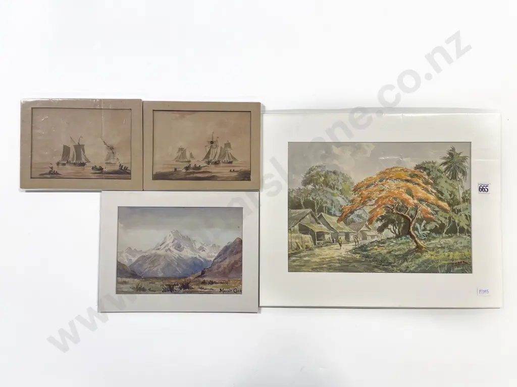 Four Assorted Unframed W/C Image 1++