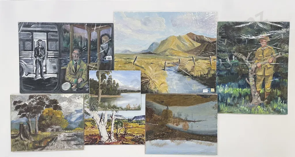 William Main - Oil on Board and 6 other Unframed Oil on Boards Image 1++