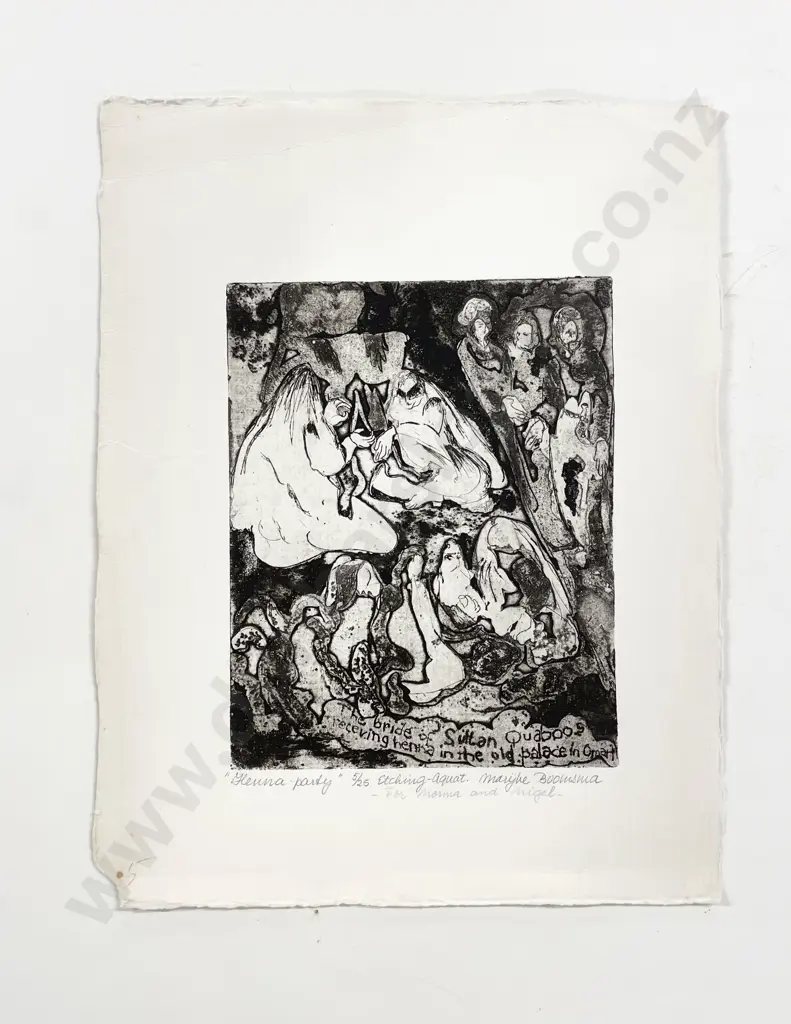 Indistinctly Signed "Henna Party" Ltd Ed Etching 5/25 (unframed) Image 1++