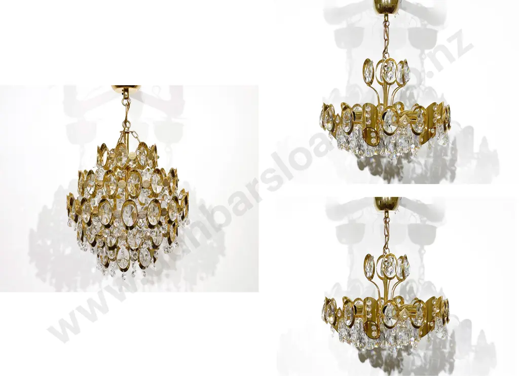 Three Decorative Chandeliers with Droplets together with Matching Pendant Image 1++