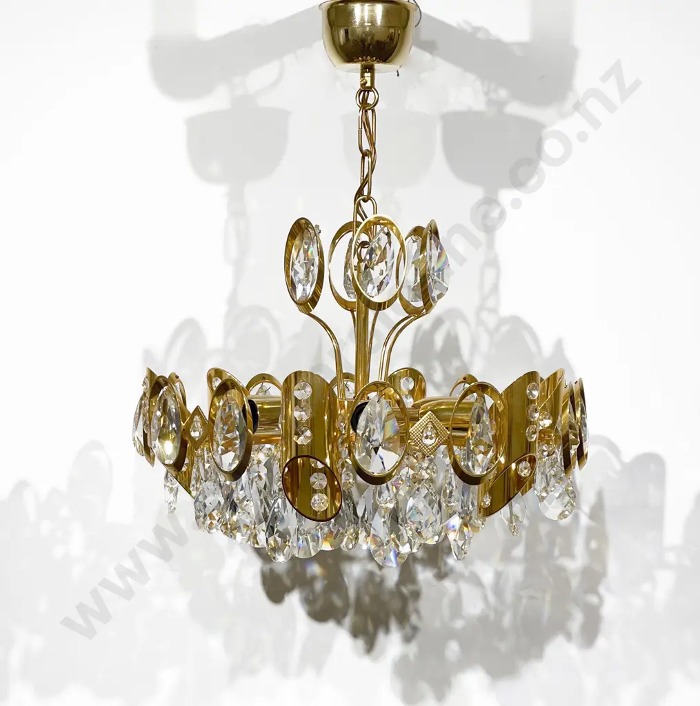 Three Decorative Chandeliers with Droplets together with Matching Pendant Image 1++