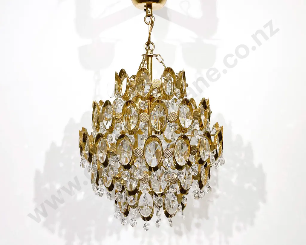 Three Decorative Chandeliers with Droplets together with Matching Pendant Image 1++