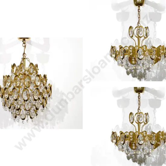 Three Decorative Chandeliers with Droplets together with Matching Pendant