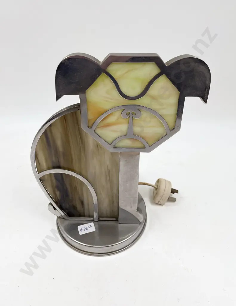 Art Deco Chrome and Onyx Lamp Image 1++