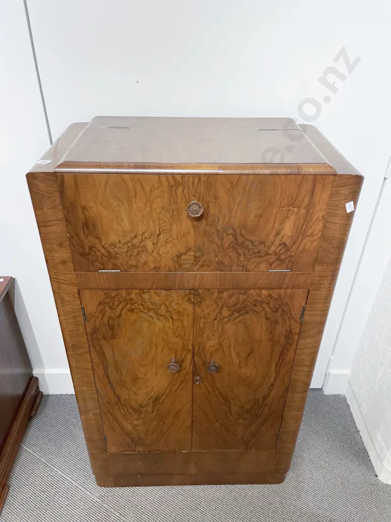 Art Deco Walnut Drinks Cabinet Image 1++