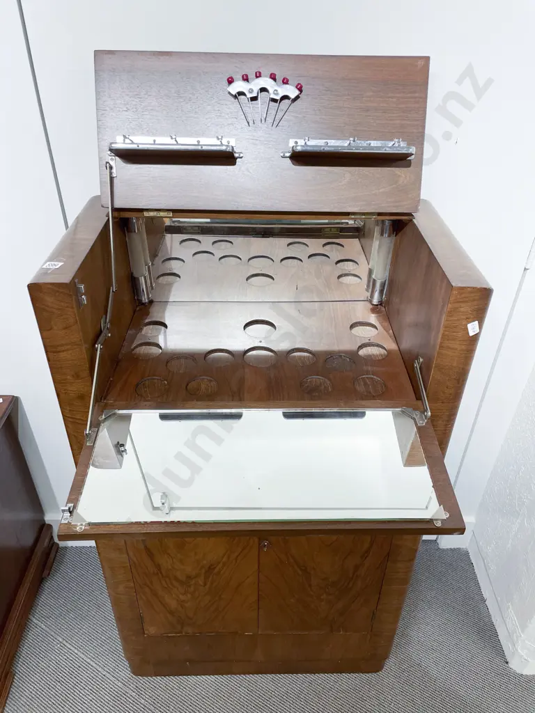 Art Deco Walnut Drinks Cabinet Image 1++