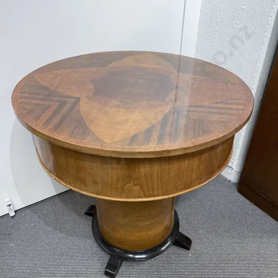 Art Deco Walnut Circular Games Table
