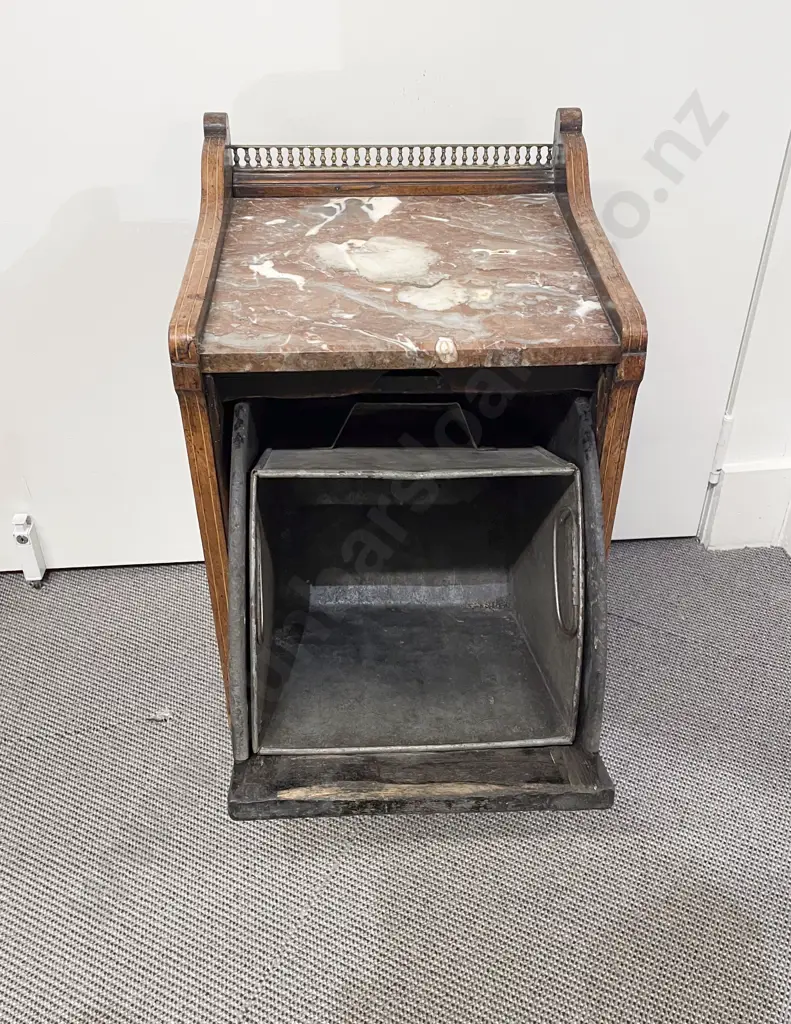 Late Victorian Rosewood and Marquetry Marble Top Coal Scuttle Image 1++