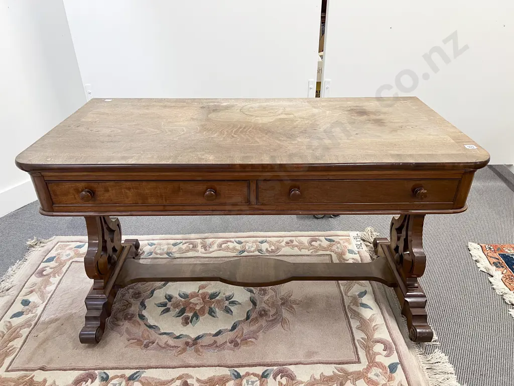 Victorian Mahogany Two Drawer Hall Table Image 1++