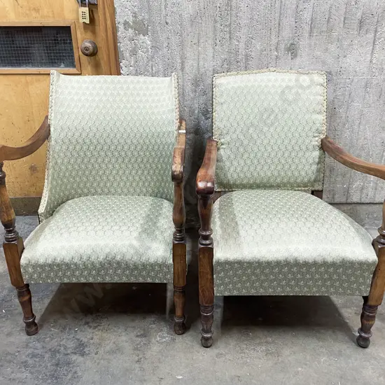 Two Edwardian Beech Easy Chairs