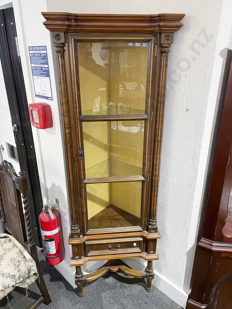 French Style Walnut Corner Display Cabinet Image 1++