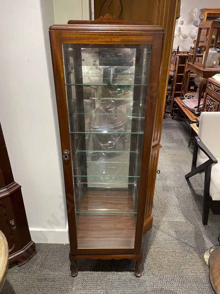 Slender Mahogany Display Cabinet Image 1++