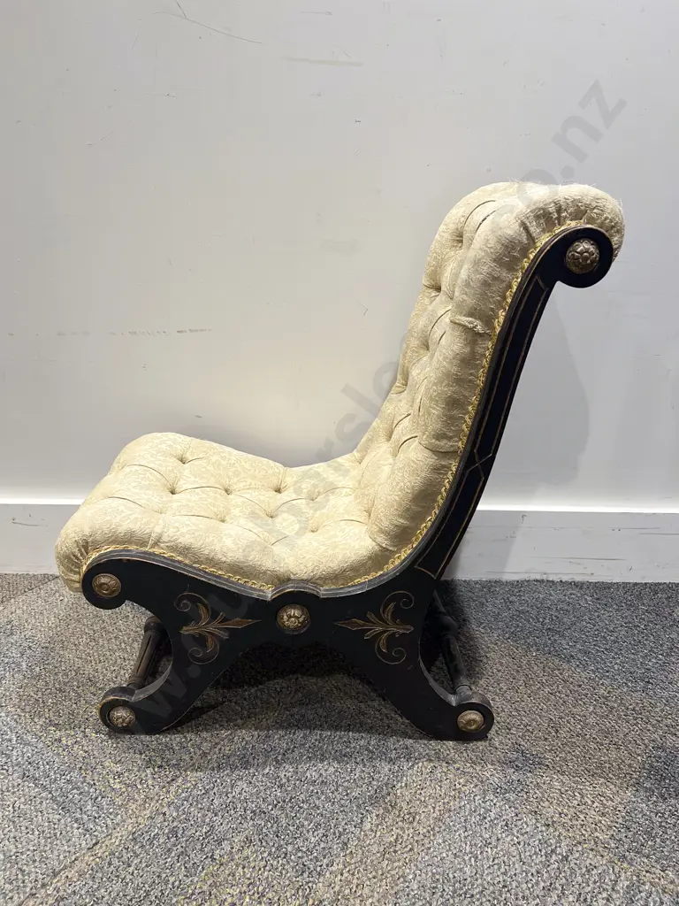 Victorian Ebonised & Gilded Nursing Chair Image 1++
