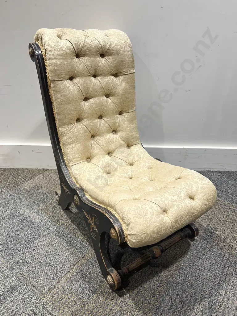 Victorian Ebonised & Gilded Nursing Chair Image 1++