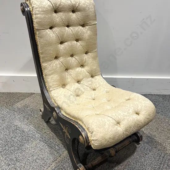 Victorian Ebonised & Gilded Nursing Chair
