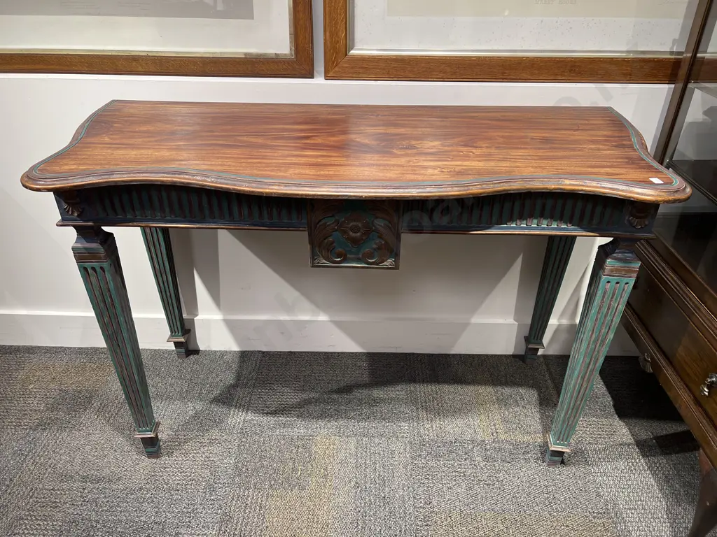 Reproduction Painted Serpentine Hall Table Image 1++