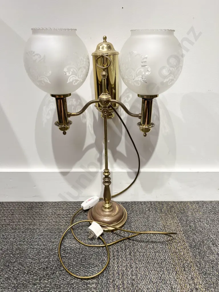 Brass Two Branch Table Lamp Image 1++
