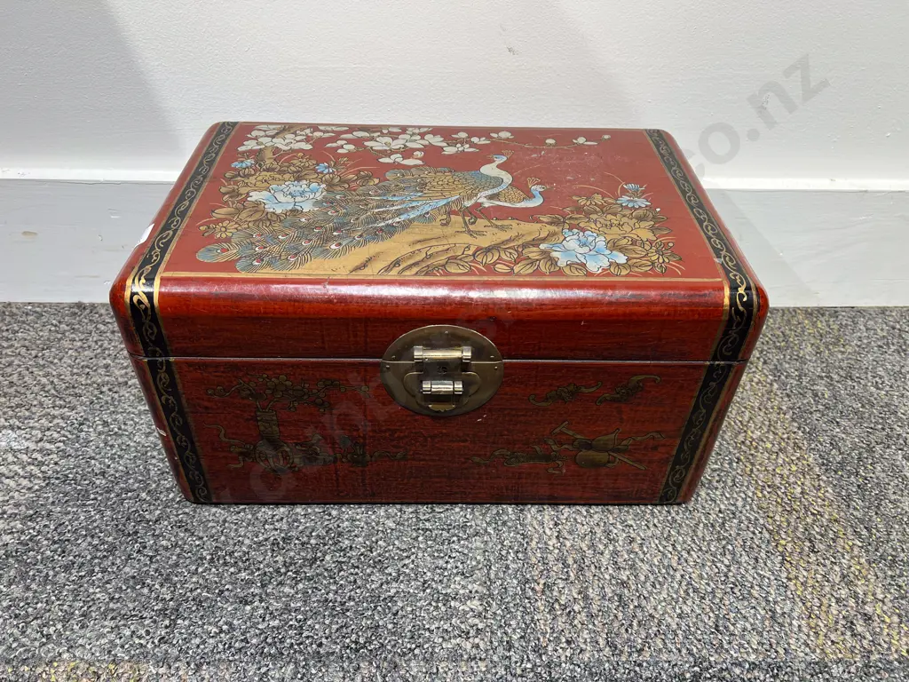 Chinese Painted Red Lacquer Box Image 1++