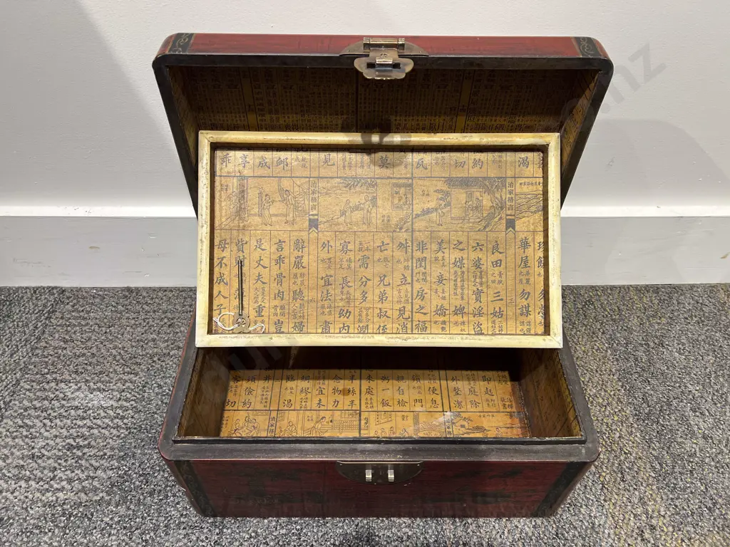 Chinese Painted Red Lacquer Box Image 1++