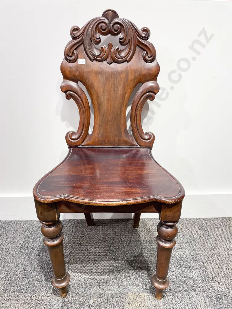 Victorian Mahogany Hall Chair Image 1++