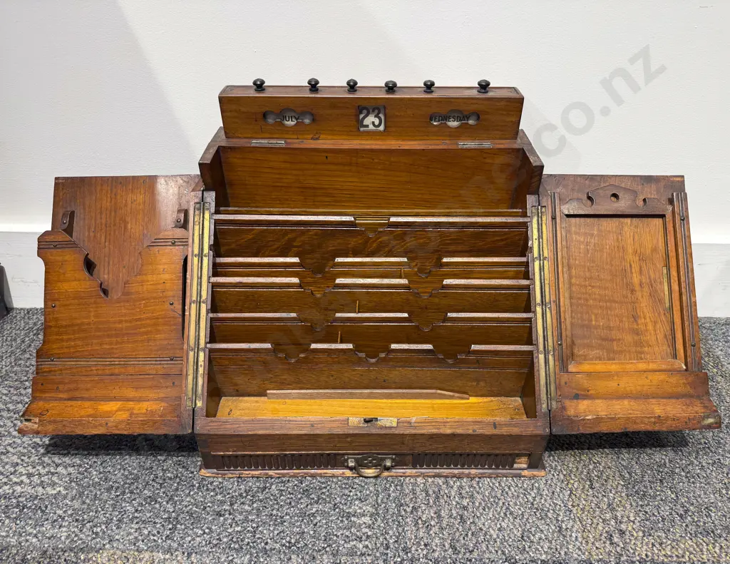 Victorian Oak Wedge Shaped Stationery Box Image 1++