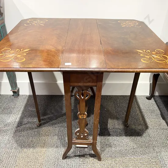 Edwardian Mahogany & Marquetry Sutherland Tea Table
