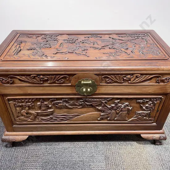 A Good Quality Chinese Carved Rosewood Trunk