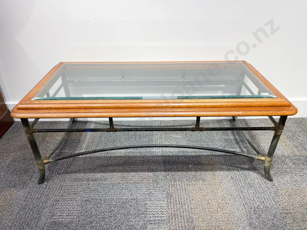 Oak Glass Top Coffee Table Image 1++