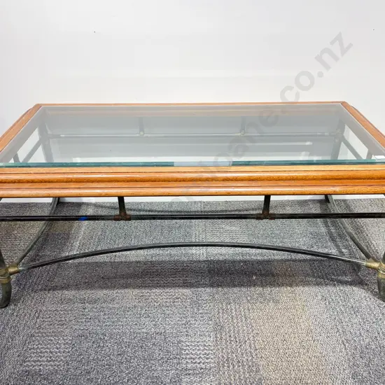 Oak Glass Top Coffee Table