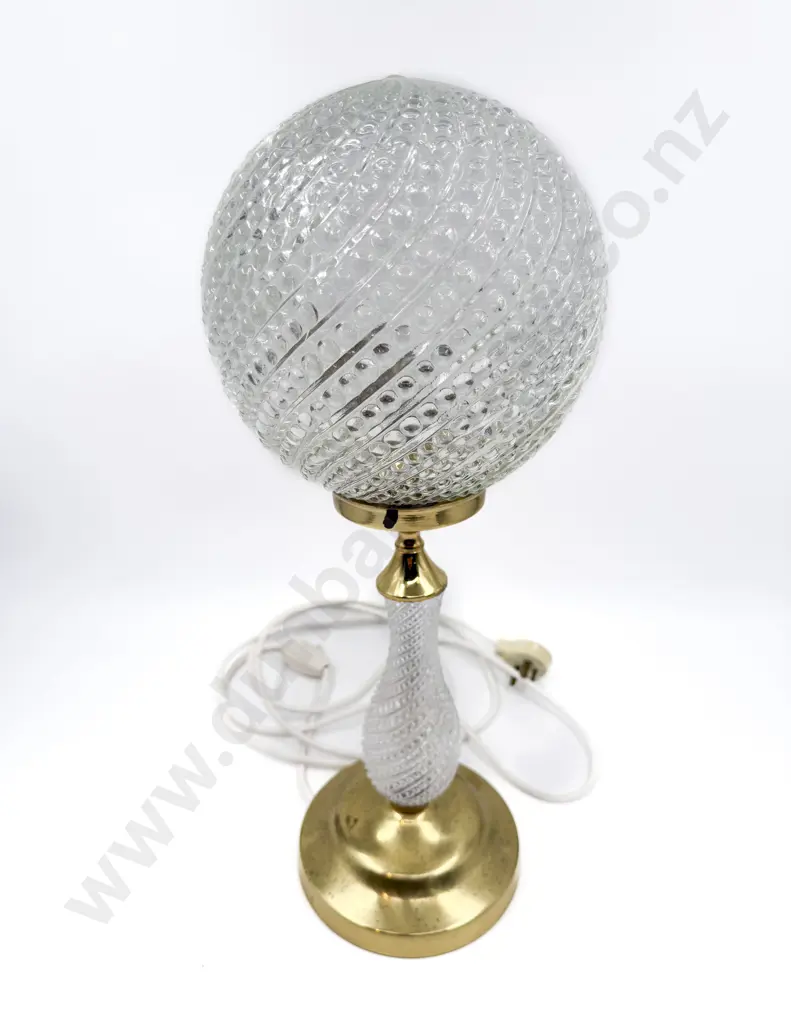 Brass & Moulded Glass Table Lamp Image 1++