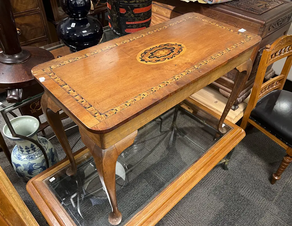 Rectangular Walnut & Parquetry & Marquetry Side Table Image 1++