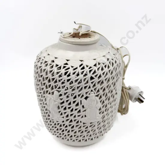 White Glazed Reticulated Lamp