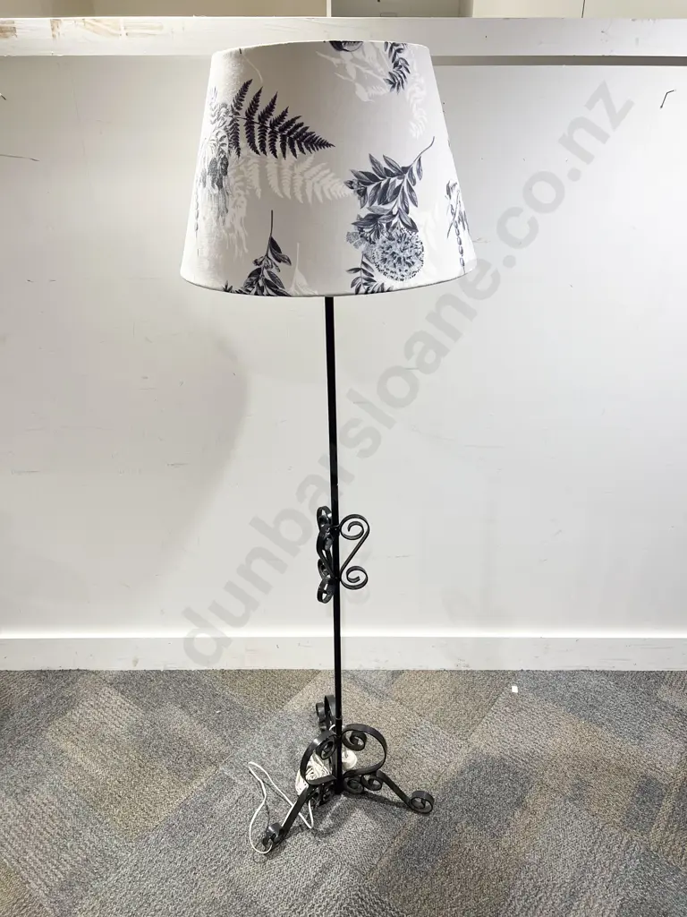 Wrought Metal Standard Lamp & Shade Image 1++