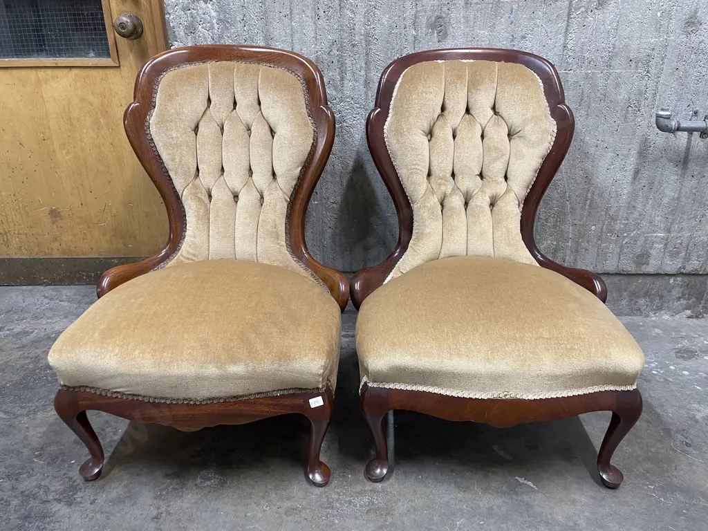 Pair Reproduction Victorian Style Nursing Chairs Image 1++