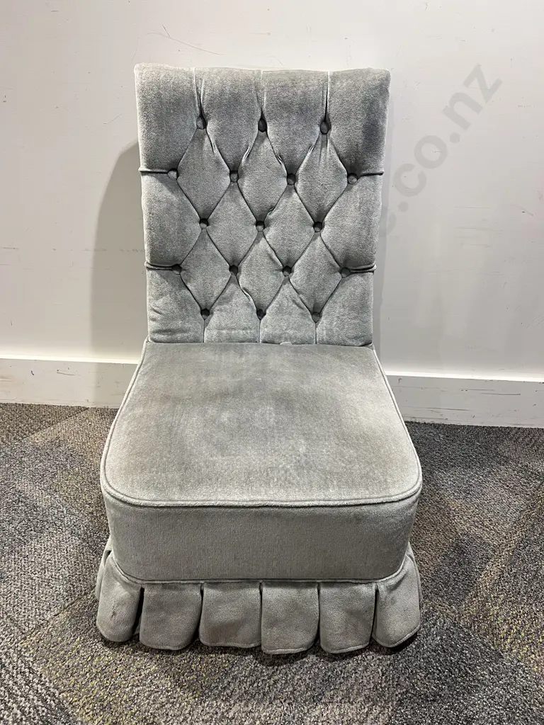 Blue Draylon Button Back Bedroom Chair Image 1++
