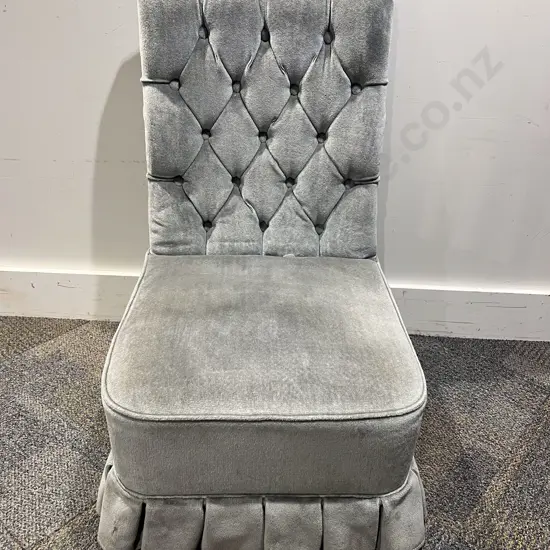 Blue Draylon Button Back Bedroom Chair